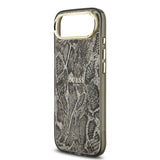 Apple iPhone 17 Air Kılıf Guess M-safe Şarj Özellikli Yazı Logolu Python Yılan Desenli Kapak Siyah