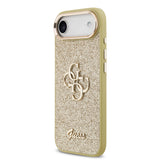 Apple iPhone 17 Air Kılıf Guess Metal Kamera Çerçeveli 4G Büyük Logolu Glitter Kapak Gold