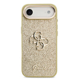 Apple iPhone 17 Air Kılıf Guess Metal Kamera Çerçeveli 4G Büyük Logolu Glitter Kapak Gold