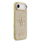 Apple iPhone 17 Air Kılıf Guess Metal Kamera Çerçeveli 4G Büyük Logolu Glitter Kapak Gold