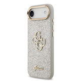 Apple iPhone 17 Air Kılıf Guess Metal Kamera Çerçeveli 4G Büyük Logolu Glitter Kapak Gri