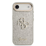 Apple iPhone 17 Air Kılıf Guess Metal Kamera Çerçeveli 4G Büyük Logolu Glitter Kapak Gri