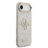 Apple iPhone 17 Air Kılıf Guess Metal Kamera Çerçeveli 4G Büyük Logolu Glitter Kapak Gri