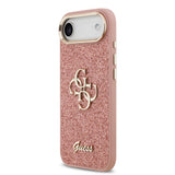 Apple iPhone 17 Air Kılıf Guess Metal Kamera Çerçeveli 4G Büyük Logolu Glitter Kapak Pembe
