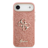 Apple iPhone 17 Air Kılıf Guess Metal Kamera Çerçeveli 4G Büyük Logolu Glitter Kapak Pembe