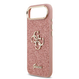 Apple iPhone 17 Air Kılıf Guess Metal Kamera Çerçeveli 4G Büyük Logolu Glitter Kapak Pembe
