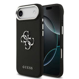 Apple iPhone 17 Air Kılıf Guess PU Deri 4G Büyük Metal Logo Dizayn Kapak Siyah
