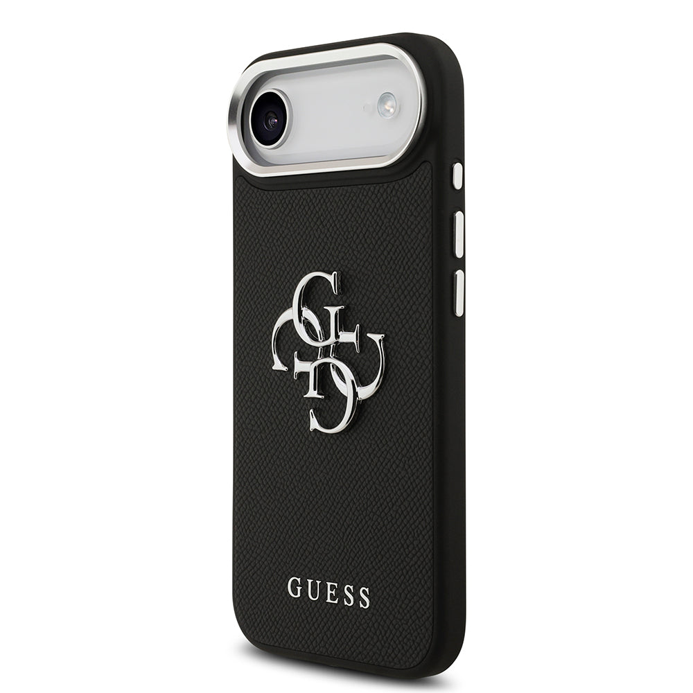 Apple iPhone 17 Air Kılıf Guess PU Deri 4G Büyük Metal Logo Dizayn Kapak Siyah