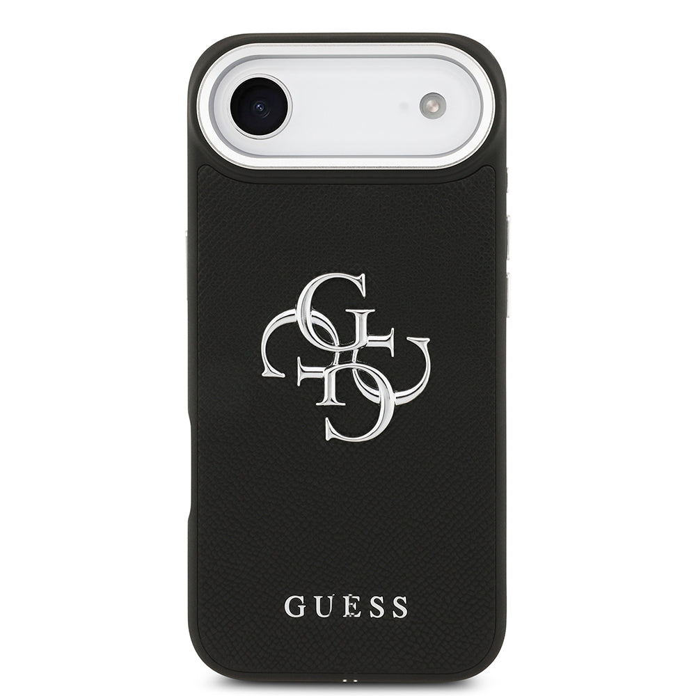 Apple iPhone 17 Air Kılıf Guess PU Deri 4G Büyük Metal Logo Dizayn Kapak Siyah
