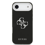 Apple iPhone 17 Air Kılıf Guess PU Deri 4G Büyük Metal Logo Dizayn Kapak Siyah