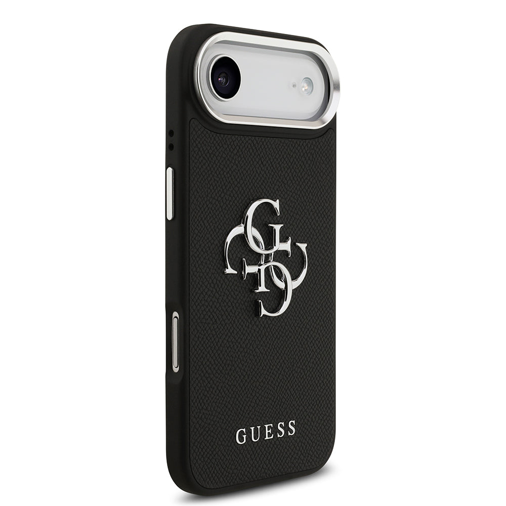 Apple iPhone 17 Air Kılıf Guess PU Deri 4G Büyük Metal Logo Dizayn Kapak Siyah