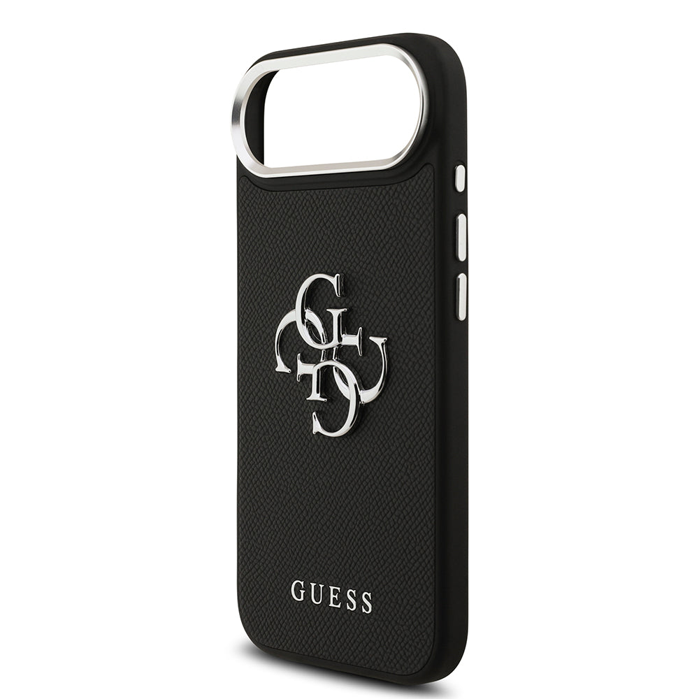 Apple iPhone 17 Air Kılıf Guess PU Deri 4G Büyük Metal Logo Dizayn Kapak Siyah