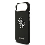 Apple iPhone 17 Air Kılıf Guess PU Deri 4G Büyük Metal Logo Dizayn Kapak Siyah