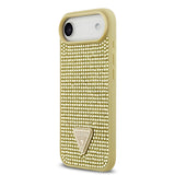 Apple iPhone 17 Air Kılıf Guess Rhinestone Taşlı Üçgen Logolu Kapak Gold