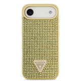 Apple iPhone 17 Air Kılıf Guess Rhinestone Taşlı Üçgen Logolu Kapak Gold