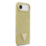 Apple iPhone 17 Air Kılıf Guess Rhinestone Taşlı Üçgen Logolu Kapak Gold