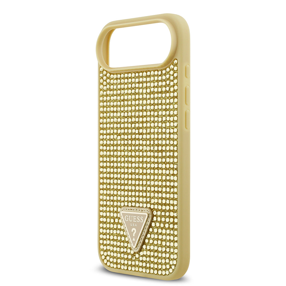 Apple iPhone 17 Air Kılıf Guess Rhinestone Taşlı Üçgen Logolu Kapak Gold