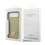 Apple iPhone 17 Air Kılıf Guess Rhinestone Taşlı Üçgen Logolu Kapak Gold