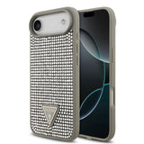 Apple iPhone 17 Air Kılıf Guess Rhinestone Taşlı Üçgen Logolu Kapak Gümüş