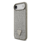 Apple iPhone 17 Air Kılıf Guess Rhinestone Taşlı Üçgen Logolu Kapak Gümüş