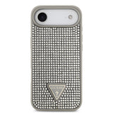 Apple iPhone 17 Air Kılıf Guess Rhinestone Taşlı Üçgen Logolu Kapak Gümüş