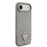 Apple iPhone 17 Air Kılıf Guess Rhinestone Taşlı Üçgen Logolu Kapak Gümüş