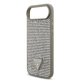Apple iPhone 17 Air Kılıf Guess Rhinestone Taşlı Üçgen Logolu Kapak Gümüş