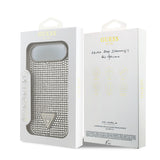 Apple iPhone 17 Air Kılıf Guess Rhinestone Taşlı Üçgen Logolu Kapak Gümüş