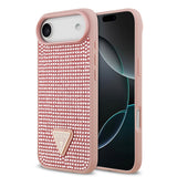 Apple iPhone 17 Air Kılıf Guess Rhinestone Taşlı Üçgen Logolu Kapak Pembe