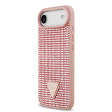 Apple iPhone 17 Air Kılıf Guess Rhinestone Taşlı Üçgen Logolu Kapak Pembe