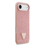 Apple iPhone 17 Air Kılıf Guess Rhinestone Taşlı Üçgen Logolu Kapak Pembe