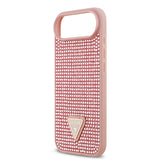 Apple iPhone 17 Air Kılıf Guess Rhinestone Taşlı Üçgen Logolu Kapak Pembe
