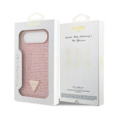 Apple iPhone 17 Air Kılıf Guess Rhinestone Taşlı Üçgen Logolu Kapak Pembe