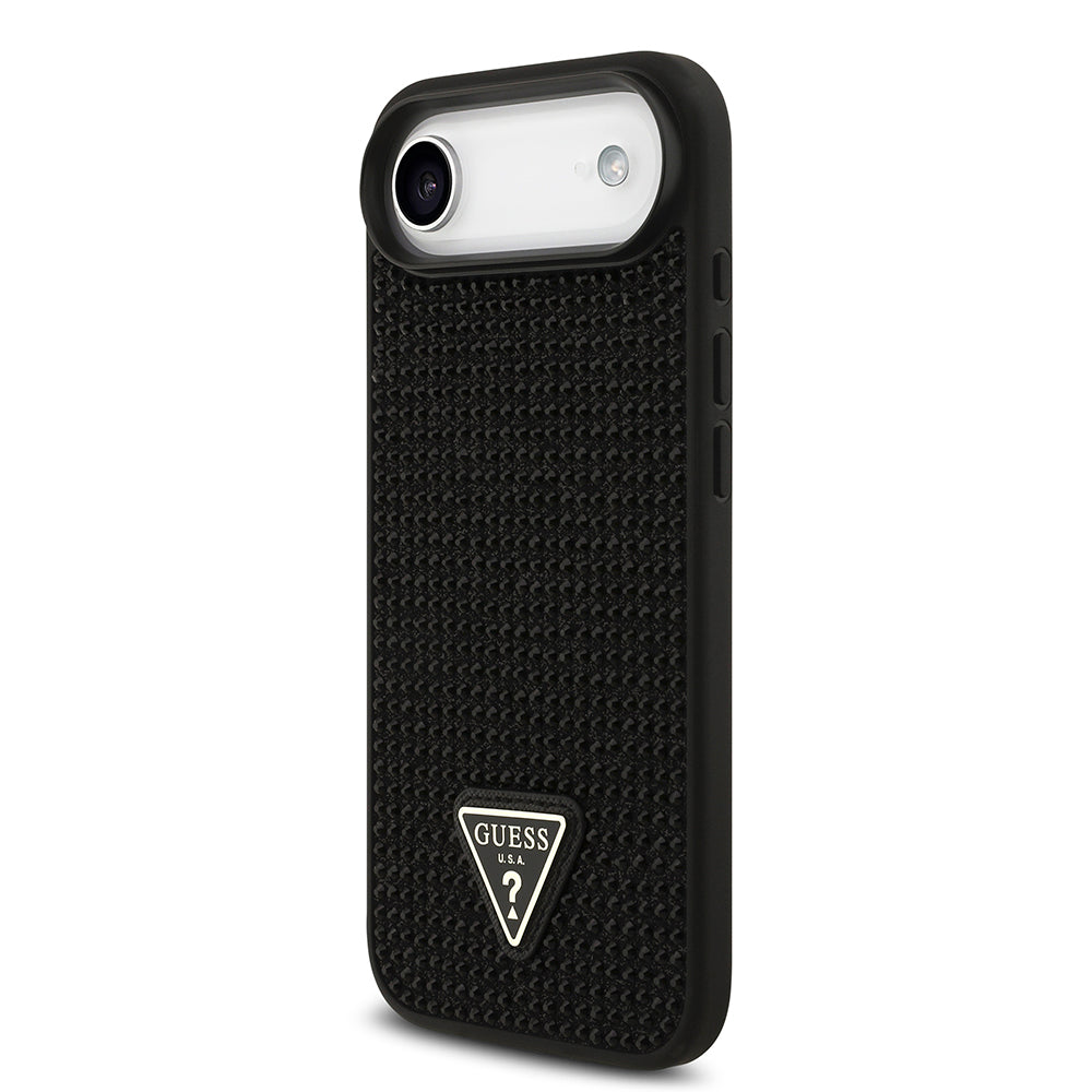 Apple iPhone 17 Air Kılıf Guess Rhinestone Taşlı Üçgen Logolu Kapak Siyah