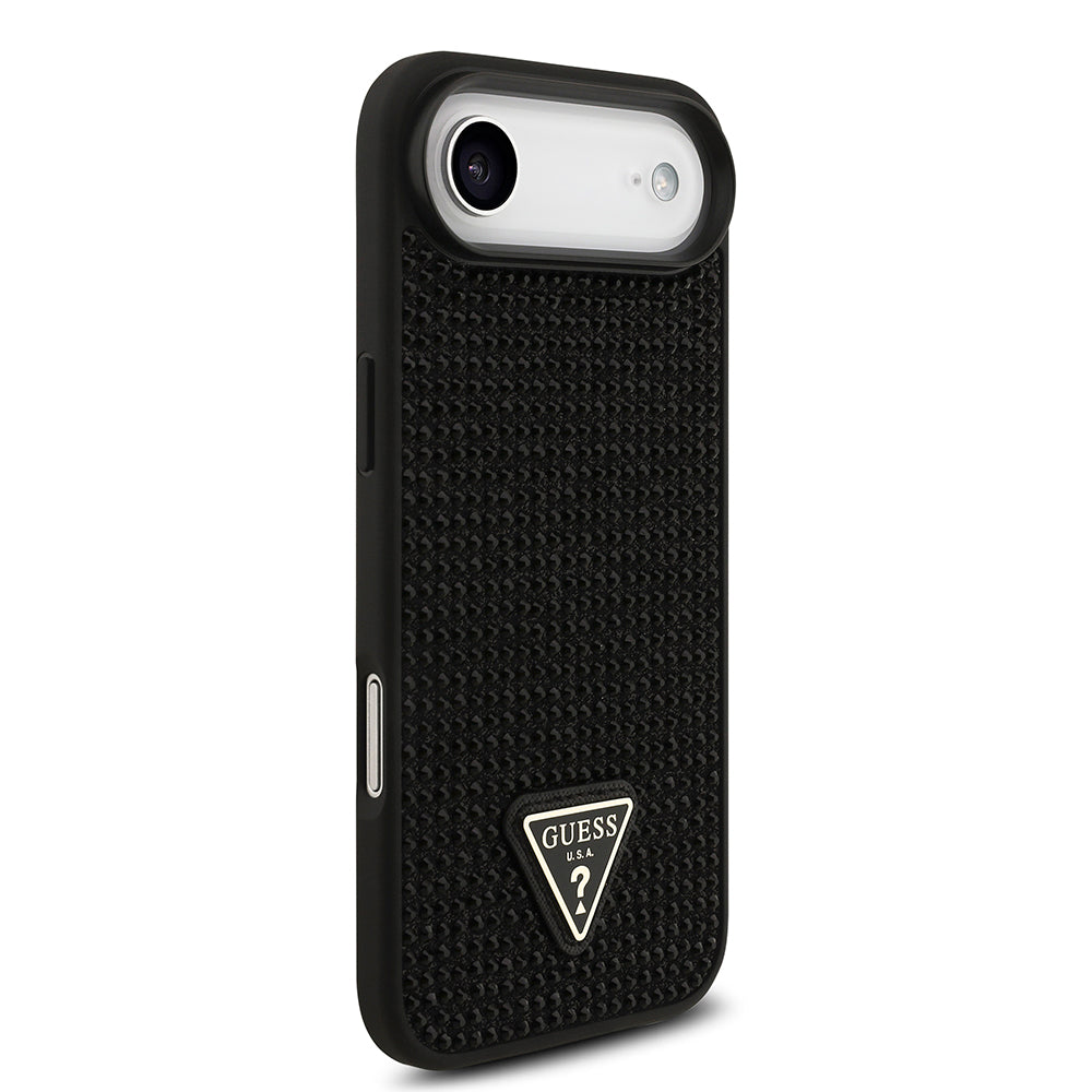 Apple iPhone 17 Air Kılıf Guess Rhinestone Taşlı Üçgen Logolu Kapak Siyah