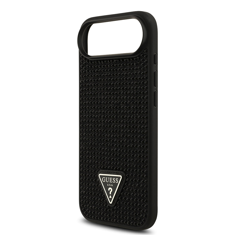 Apple iPhone 17 Air Kılıf Guess Rhinestone Taşlı Üçgen Logolu Kapak Siyah