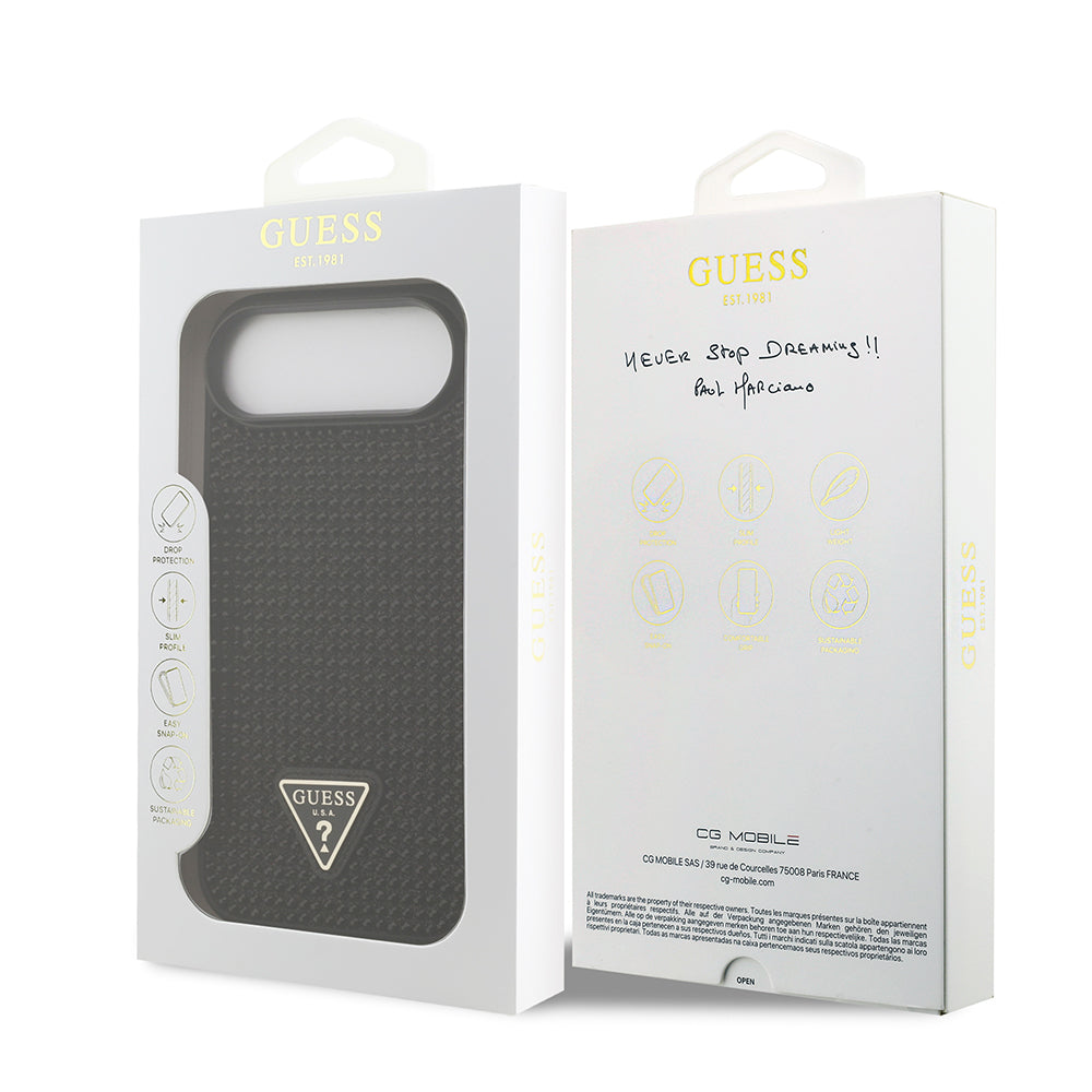 Apple iPhone 17 Air Kılıf Guess Rhinestone Taşlı Üçgen Logolu Kapak Siyah