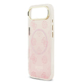 Apple iPhone 17 Air Kılıf Guess Simli Peony Desenli M-safe Şarj Özellikli Sert Silikon Kapak Pembe