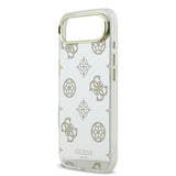 Apple iPhone 17 Air Kılıf M-Safe Şarj Özellikli Guess Metal Kamera Çerçeveli Peony Simli Aynalı Kapak Gold
