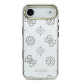 Apple iPhone 17 Air Kılıf M-Safe Şarj Özellikli Guess Metal Kamera Çerçeveli Peony Simli Aynalı Kapak Gümüş