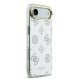Apple iPhone 17 Air Kılıf M-Safe Şarj Özellikli Guess Metal Kamera Çerçeveli Peony Simli Aynalı Kapak Gümüş