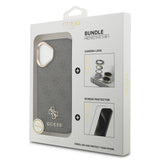 Apple iPhone 17 Guess 3'lü Aksesuar Seti 4G ve Yazı Logolu Kılıf Ekran ve Lens Koruyucu Siyah