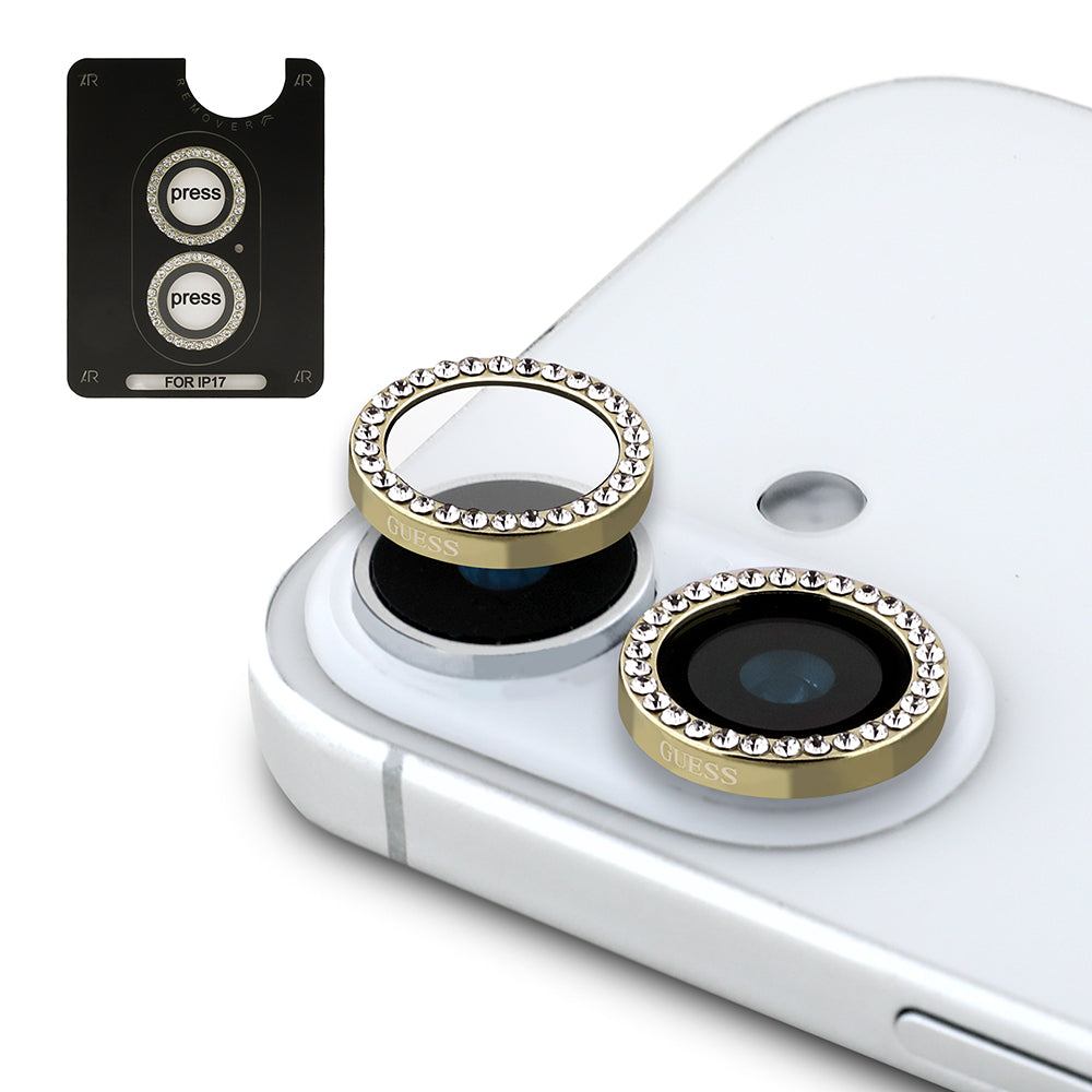 Apple iPhone 17 Guess 3'lü Aksesuar Seti 4G ve Yazı Logolu Kılıf Ekran ve Lens Koruyucu Siyah