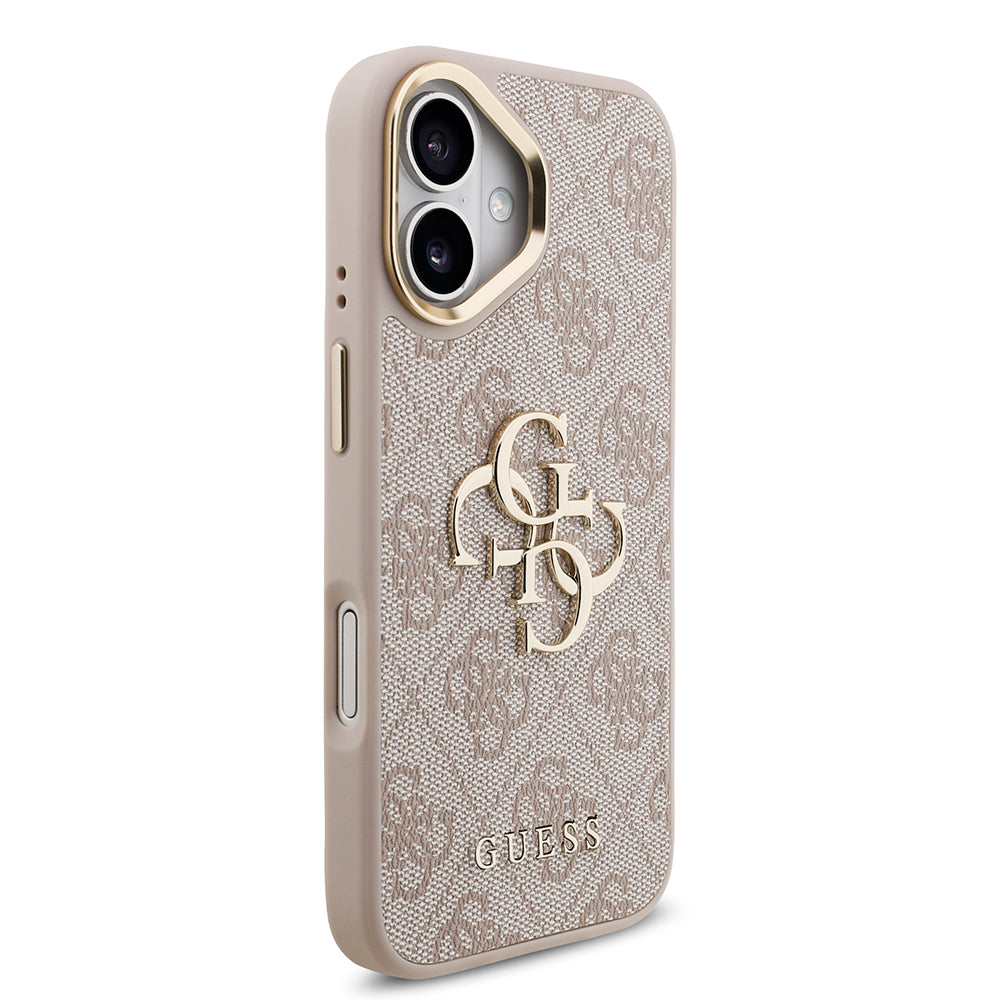 Apple iPhone 17 Kılıf Guess 4G Büyük Metal Logolu Kalın Askılı Kapak Pembe