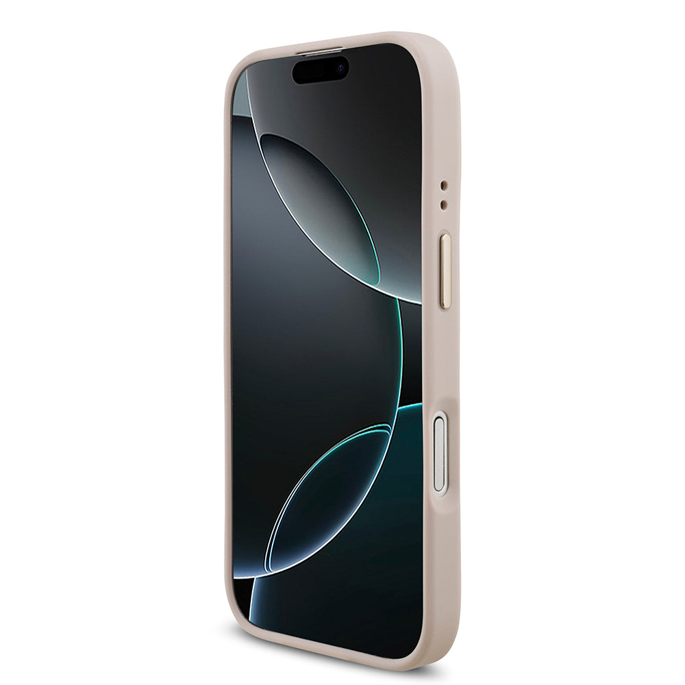 Apple iPhone 17 Kılıf Guess 4G Büyük Metal Logolu Kalın Askılı Kapak Pembe