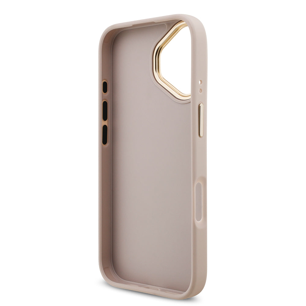 Apple iPhone 17 Kılıf Guess 4G Büyük Metal Logolu Kalın Askılı Kapak Pembe