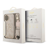 Apple iPhone 17 Kılıf Guess 4G Büyük Metal Logolu Kalın Askılı Kapak Pembe