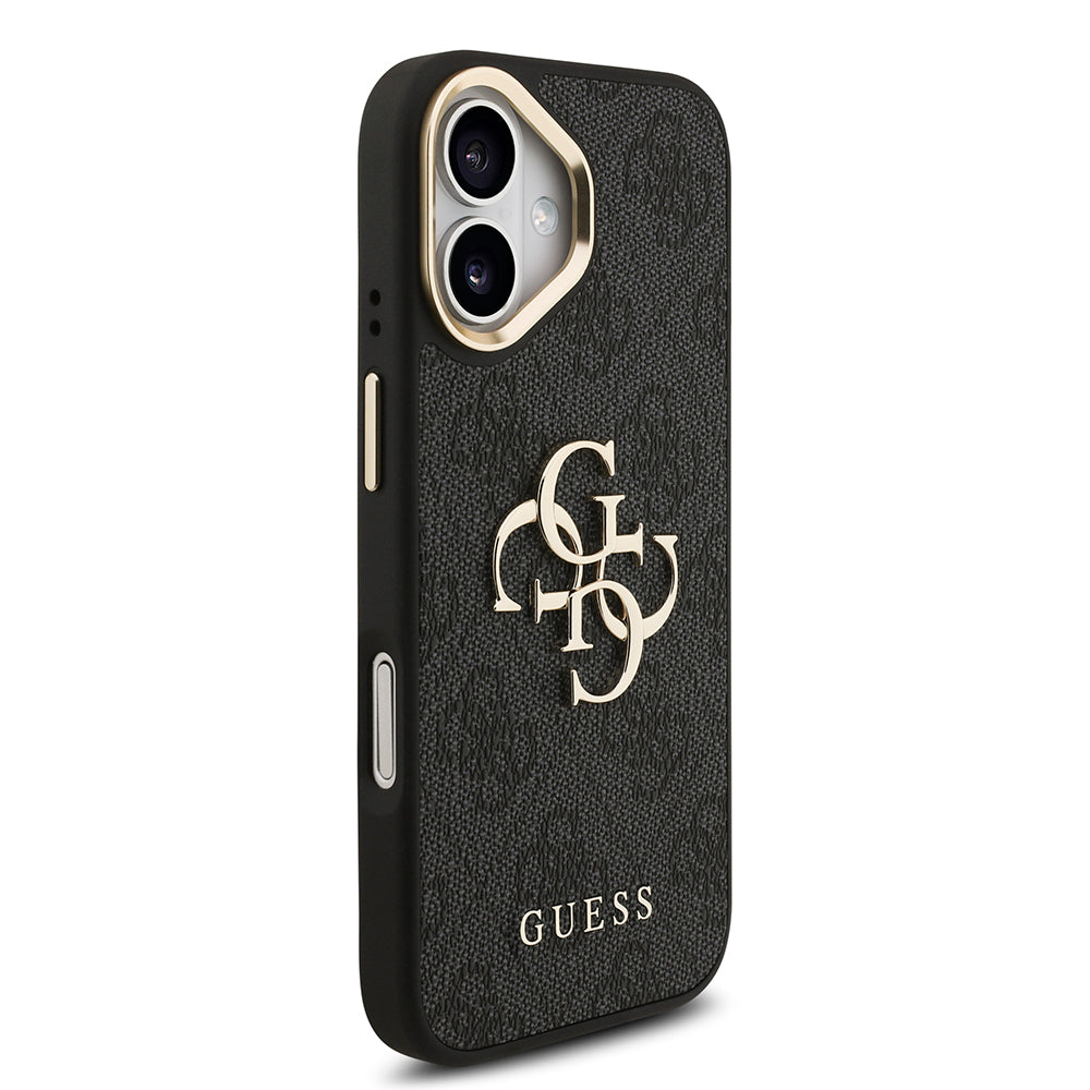 Apple iPhone 17 Kılıf Guess 4G Büyük Metal Logolu Kalın Askılı Kapak Siyah