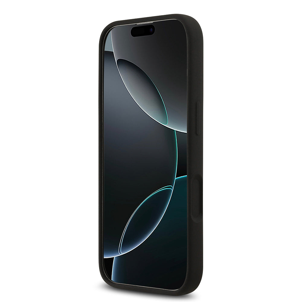 Apple iPhone 17 Kılıf Guess 4G Metal Grained Yazı Logolu TPU Kapak Siyah