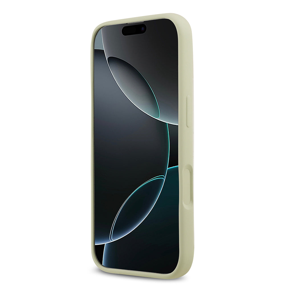 Apple iPhone 17 Kılıf Guess 4G Metal Grained Yazı Logolu TPU Kapak Yeşil